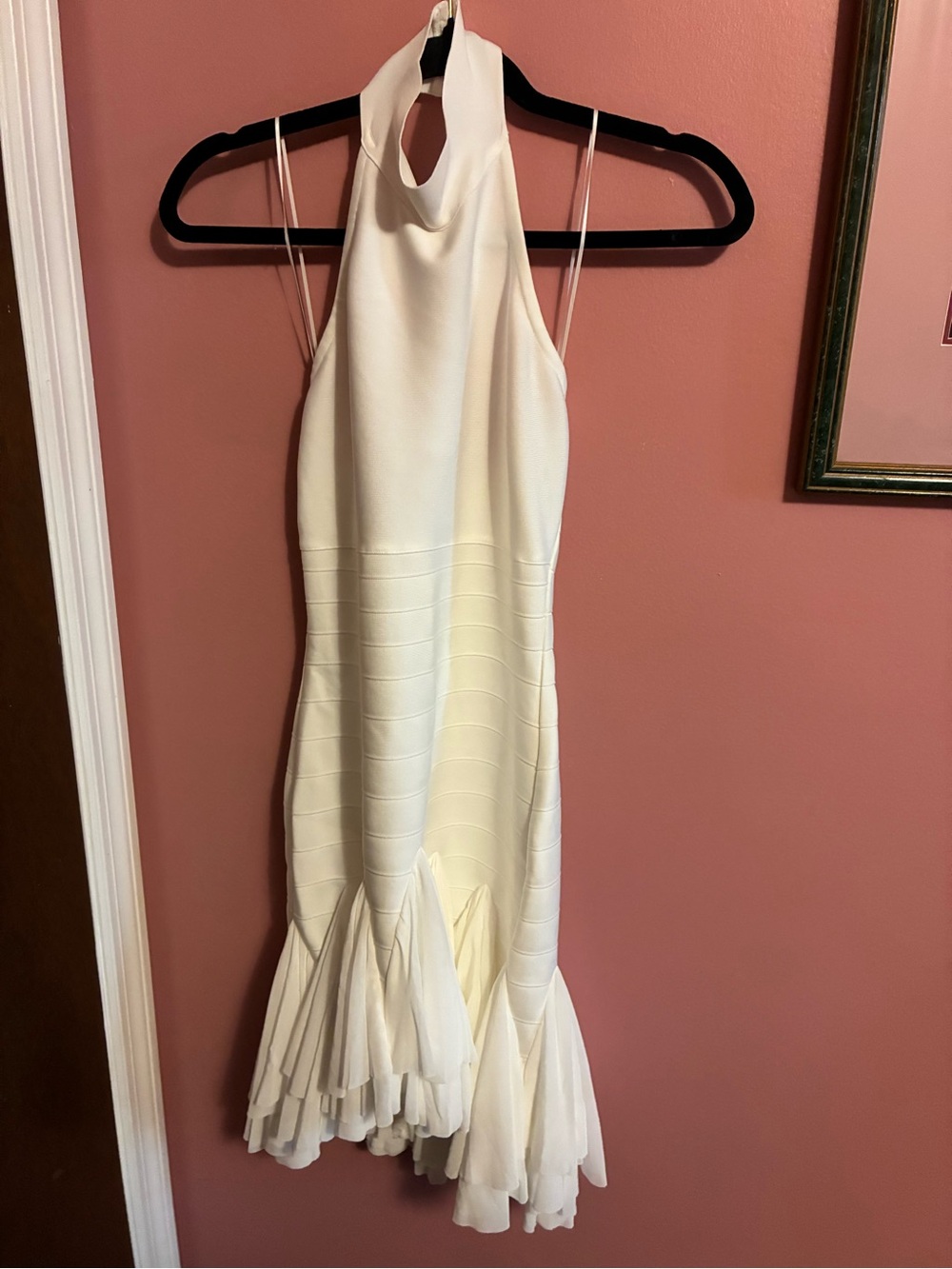 Fashion Nova White Halter Midi Mermaid Dress